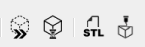 Buttons for preview, rendering, STL export, and 3D printing