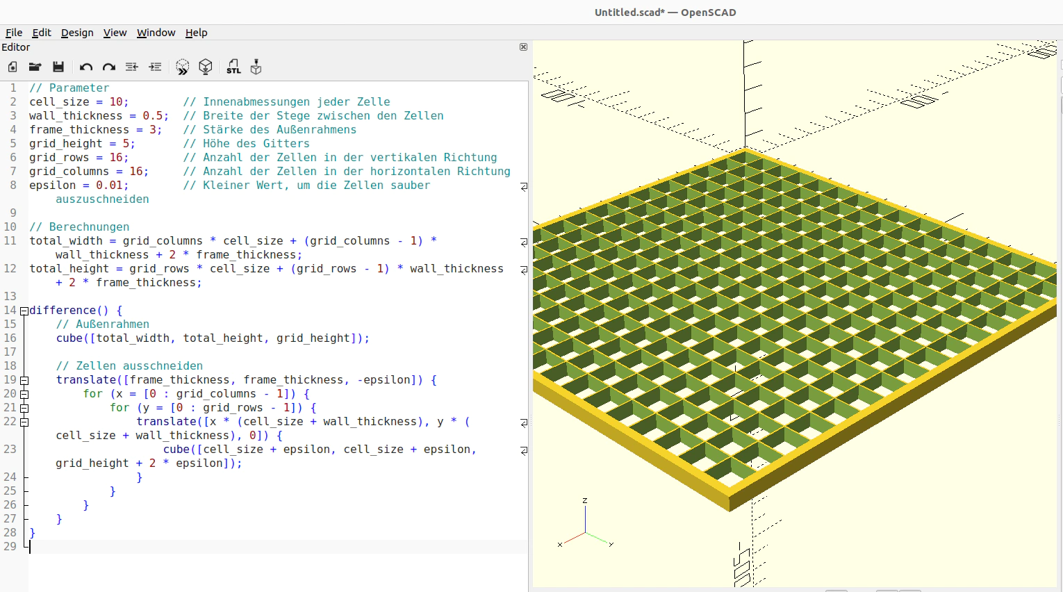 16x16 Gitter, generiert mit ChatGPT